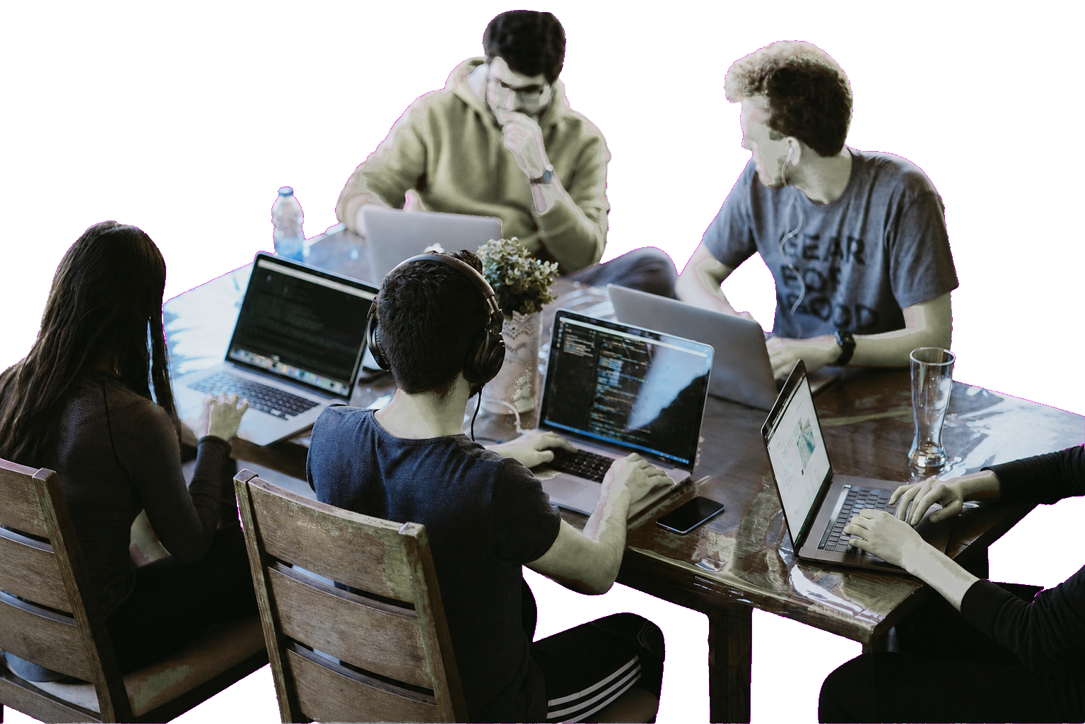 A product team working together around a shared table